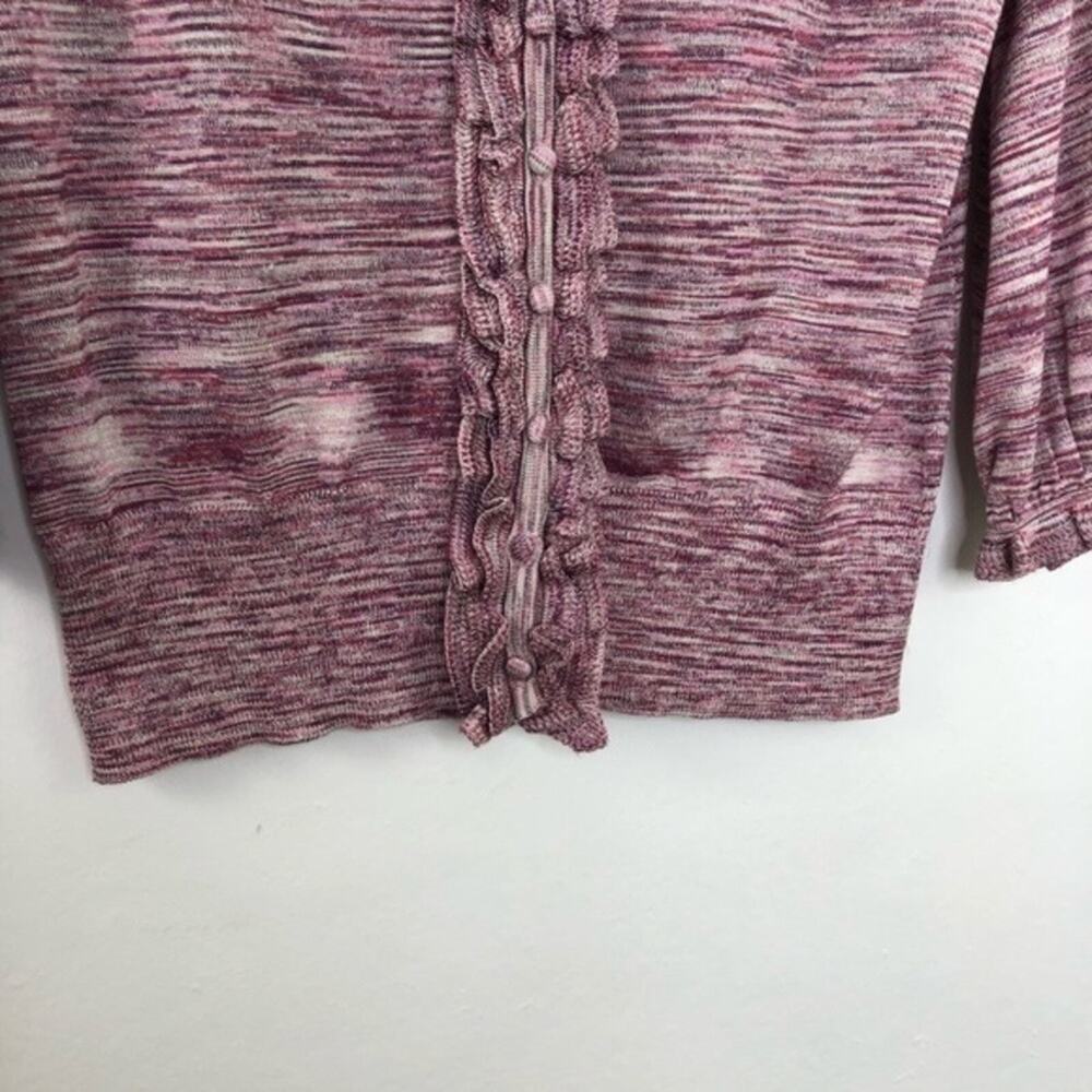 Magaschoni Silk Ruffle Metallic Cardigan Size Large - Picture 10 of 15